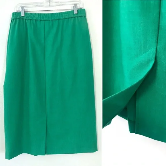 Vintage 1980’s jelly green rayon pencil skirt - Picture 2 of 9